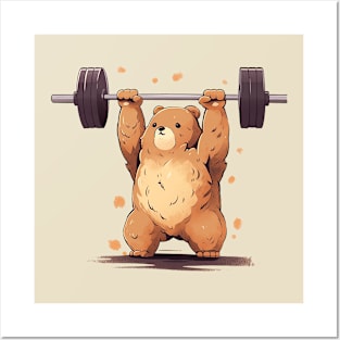 bear lifting weight Posters and Art